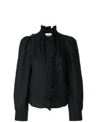 Черная блузка с длинным рукавом с рюшами от Isabel Marant Etoile