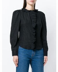 Черная блузка с длинным рукавом с рюшами от Isabel Marant Etoile