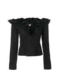 Черная блузка с длинным рукавом с рюшами от MARQUES ALMEIDA