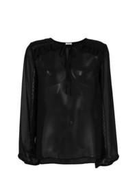 Черная блузка с длинным рукавом с рюшами от P.A.R.O.S.H.