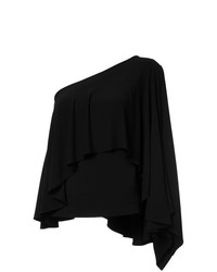Черная блузка с длинным рукавом с рюшами от Plein Sud