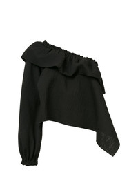 Черная блузка с длинным рукавом с рюшами от Rachel Comey