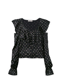 Черная блузка с длинным рукавом с цветочным принтом от ATTICO
