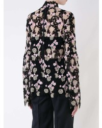 Черная блузка с длинным рукавом с цветочным принтом от Macgraw
