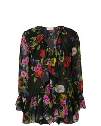 Черная блузка с длинным рукавом с цветочным принтом от Blugirl