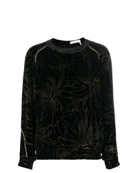 Черная блузка с длинным рукавом с цветочным принтом от Chloé