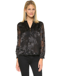 Черная блузка с длинным рукавом с цветочным принтом от Diane von Furstenberg