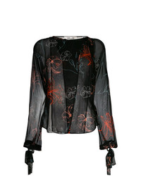 Черная блузка с длинным рукавом с цветочным принтом от Dvf Diane Von Furstenberg