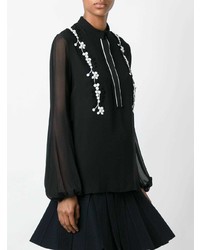 Черная блузка с длинным рукавом с цветочным принтом от Giambattista Valli