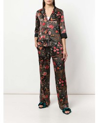 Черная блузка с длинным рукавом с цветочным принтом от Shirtaporter