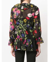 Черная блузка с длинным рукавом с цветочным принтом от Blugirl