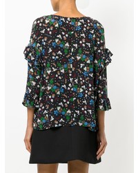 Черная блузка с длинным рукавом с цветочным принтом от Essentiel Antwerp