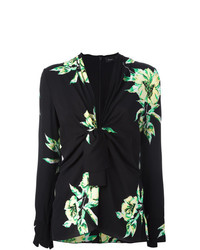 Черная блузка с длинным рукавом с цветочным принтом от Proenza Schouler