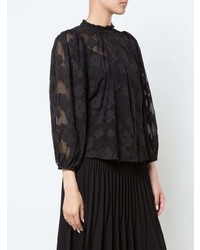 Черная блузка с длинным рукавом с цветочным принтом от Ulla Johnson