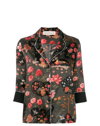 Черная блузка с длинным рукавом с цветочным принтом от Shirtaporter