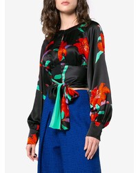 Черная блузка с длинным рукавом с цветочным принтом от Dvf Diane Von Furstenberg