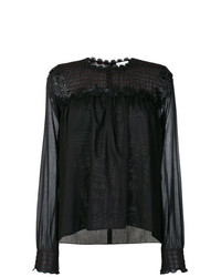 Черная блузка с длинным рукавом с цветочным принтом от Sonia Rykiel