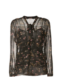 Черная блузка с длинным рукавом с цветочным принтом от Zimmermann