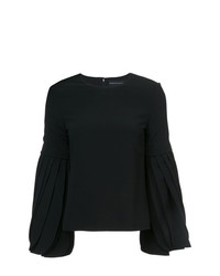 Черная блузка с длинным рукавом со складками от Brandon Maxwell