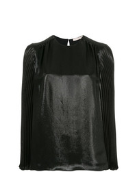 Черная блузка с длинным рукавом со складками от Christopher Kane