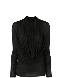 Черная блузка с длинным рукавом от Alexandre Vauthier