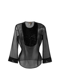 Черная блузка с длинным рукавом от Armani Collezioni