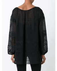 Черная блузка с длинным рукавом от Saint Laurent