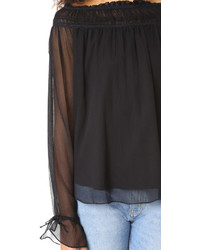 Черная блузка с длинным рукавом от Haute Hippie