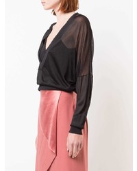 Черная блузка с длинным рукавом от Dion Lee