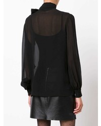 Черная блузка с длинным рукавом от Saint Laurent