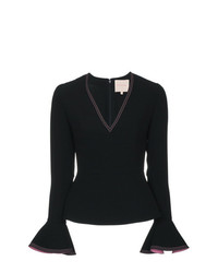 Черная блузка с длинным рукавом от Roksanda