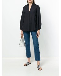 Черная блузка с длинным рукавом от Vince