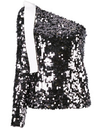 Черная блузка с пайетками от MSGM