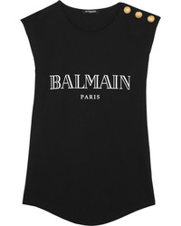 Черная блузка с принтом от Balmain