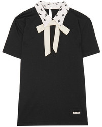 Черная блузка с принтом от Miu Miu