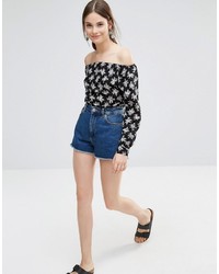 Черная блузка с принтом от Raga