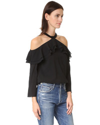 Черная блузка с рюшами от Alice + Olivia