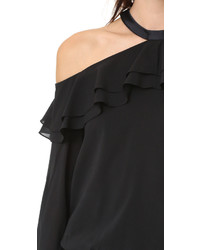 Черная блузка с рюшами от Alice + Olivia