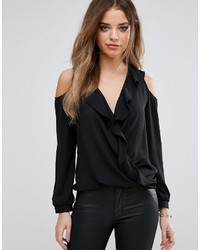 Черная блузка с рюшами от Lipsy