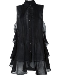 Черная блузка с рюшами от MM6 MAISON MARGIELA