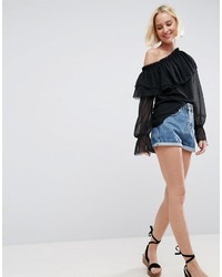 Черная блузка с рюшами от Asos