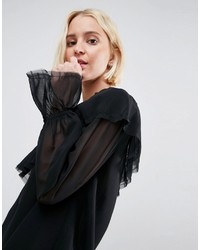 Черная блузка с рюшами от Asos