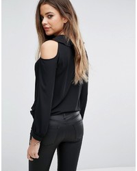 Черная блузка с рюшами от Lipsy