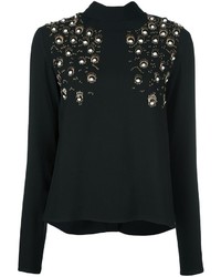 Черная блузка с украшением от MSGM
