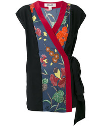 Черная блузка с цветочным принтом от Diane von Furstenberg