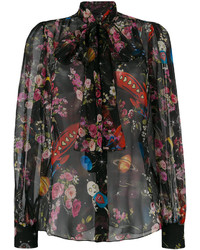 Черная блузка с цветочным принтом от Dolce & Gabbana
