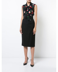 Черная блузка с цветочным принтом от Oscar de la Renta