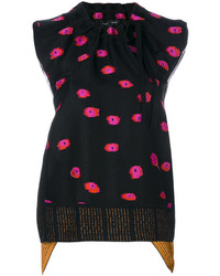 Черная блузка с цветочным принтом от Proenza Schouler