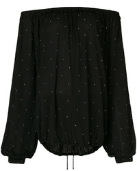 Черная блузка с шипами от Saint Laurent