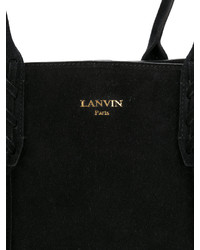 Черная большая сумка c бахромой от Lanvin